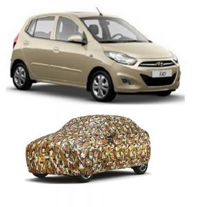 Waterproof Car Body Cover Compatible with  i10 Old  with Mirror Pockets (Jungle Print)